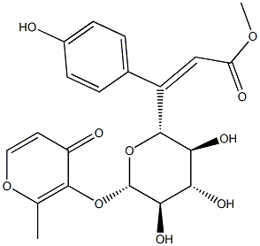 2-Methyl-4-oxo-4H-pyran-3-yl 6-O-[(Z)-3-(4-hydroxyphenyl)propenoyl]-β-D-glucopyranoside 结构式