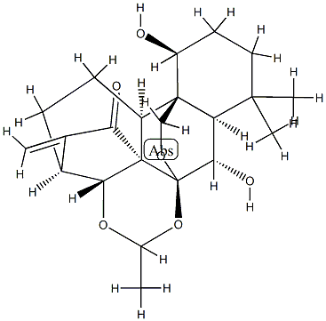 (14R)-7,20-Epoxy-7β,14-[ethylidenebis(oxy)]-1α,6β-dihydroxykaur-16-en-15-one 结构式