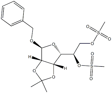 Benzyl 2-O,3-O-isopropylidene-α-D-mannofuranoside bis(methanesulfonate) 结构式