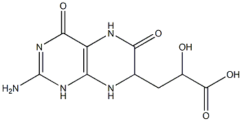 2-Amino-3,4,5,6,7,8-hexahydro-α-hydroxy-4,6-dioxo-7-pteridinepropanoic acid 结构式