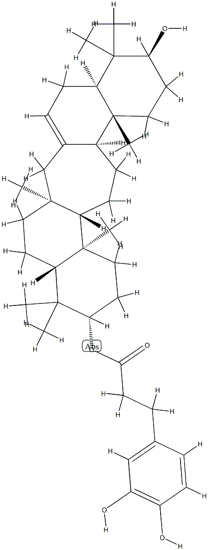 3-(3,4-Dihydroxyphenyl)propanoic acid 21α-hydroxy-β-serrata-14-ene-3β-yl ester 结构式