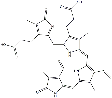 12,17-Divinyl-1,19,23,24-tetrahydro-2,8,13,18-tetramethyl-1,19-dioxo-21H-biline-3,7-dipropionic acid 结构式