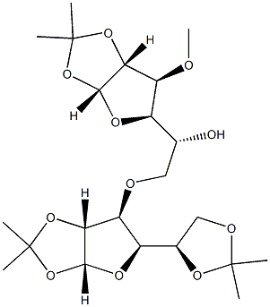 6-O-[1-O,2-O:5-O,6-O-Bis(1-methylethylidene)-3-deoxy-α-D-glucofuranos-3-yl]-3-O-methyl-1-O,2-O-(1-methylethylidene)-α-D-glucofuranose 结构式