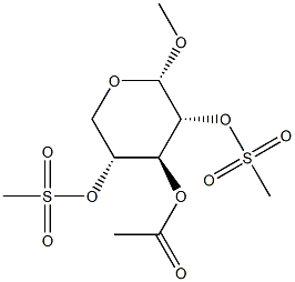 Methyl 3-O-acetyl-2-O,4-O-di(methylsulfonyl)-α-D-xylopyranoside 结构式