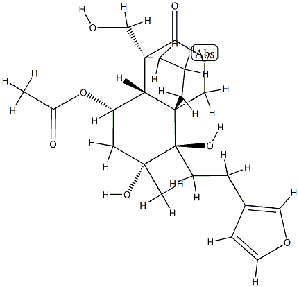 (4R)-5β-Acetoxy-8-[2-(3-furyl)ethyl]-4,4aα,5,6,7,8-hexahydro-7β,8α-dihydroxy-4-(hydroxymethyl)-7-methyl-3H-4α,8aα-propano-1H-2-benzopyran-3-one 结构式