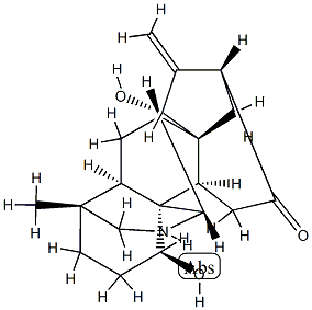 (20S)-1α,15β-Dihydroxy-4β-methyl-16-methylene-7α,20-cycloveatchan-12-one 结构式