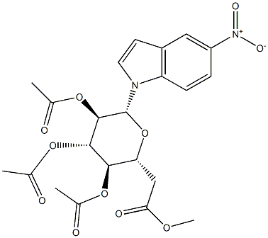 5-Nitro-1-(2-O,3-O,4-O,6-O-tetraacetyl-β-D-glucopyranosyl)-1H-indole 结构式