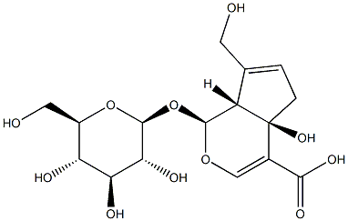 (1S)-1α-(β-D-Glucopyranosyloxy)-1,4a,5,7aα-tetrahydro-4aα-hydroxy-7-(hydroxymethyl)cyclopenta[c]pyran-4-carboxylic acid 结构式