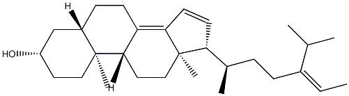 (24Z)-5α-Stigmasta-8(14),15,24(28)-trien-3β-ol 结构式