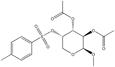 Methyl 2-O,3-O-diacetyl-4-O-(p-tolylsulfonyl)-β-L-arabinopyranoside 结构式