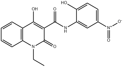 1-ethyl-4-hydroxy-N-{2-hydroxy-5-nitrophenyl}-2-oxo-1,2-dihydro-3-quinolinecarboxamide 结构式