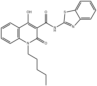 N-(1,3-benzothiazol-2-yl)-4-hydroxy-2-oxo-1-pentyl-1,2-dihydro-3-quinolinecarboxamide 结构式