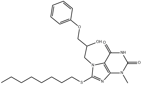 7-(2-hydroxy-3-phenoxypropyl)-3-methyl-8-(octylsulfanyl)-3,7-dihydro-1H-purine-2,6-dione 结构式