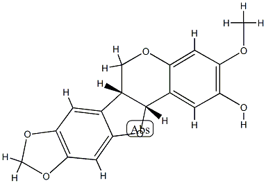 (6aR,12aα)-2-Hydroxy-3-methoxy-6a,12a-dihydro-6H-[1,3]dioxolo[5,6]benzofuro[3,2-c][1]benzopyran 结构式