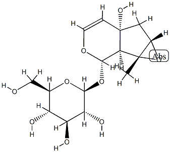 [(1aR)-1a,1bα,2,5a,6,6aβ-Hexahydro-5aα-hydroxy-1aβ-methyloxireno[4,5]cyclopenta[1,2-c]pyran-2α-yl]β-D-glucopyranoside 结构式