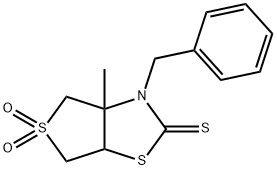 3-benzyl-3a-methyltetrahydrothieno[3,4-d][1,3]thiazole-2(3H)-thione 5,5-dioxide 结构式