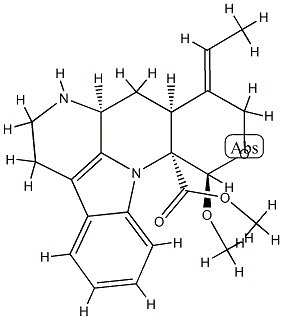 (7aS,9E)-9-Ethylidene-5,6,7,7aα,8,8aα,9,10-octahydro-12β-methoxyindolo[3,2,1-ij]pyrano[3,4-b][1,5]naphthyridine-12aα(12H)-carboxylic acid methyl ester 结构式