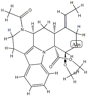 (7aS,9E)-9-Ethylidene-5,6,7,7aα,8,8aα,9,10-octahydro-7-acetyl-12β-methoxyindolo[3,2,1-ij]pyrano[3,4-b][1,5]naphthyridine-12aα(12H)-carboxylic acid methyl ester 结构式