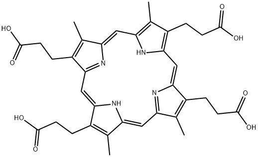 3,7,13,17-tetramethyl-21H,23H-Porphine-2,8,12,18-tetrapropanoic acid 结构式