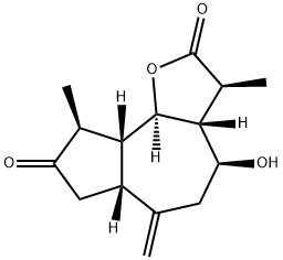 (3aβ,6aβ,9aβ,9bα)-3β,9β-Dimethyl-4β-hydroxy-6-methylenedodecahydroazuleno[4,5-b]furan-2,8-dione 结构式