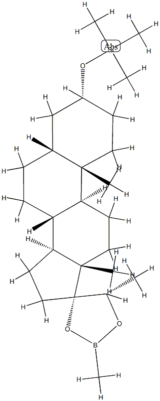 (20S)-3α-Trimethylsilyloxy-17,20-[(methylboranediyl)bisoxy]-5β-pregnane 结构式