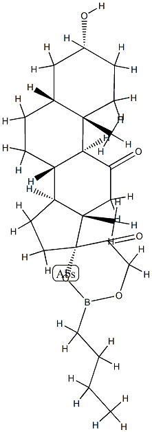 17,21-(Butylboranediyl)bisoxy-3α-hydroxy-5β-pregnane-11,20-dione 结构式