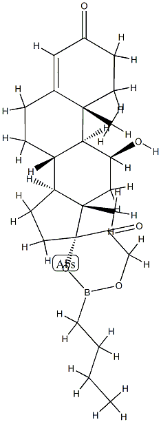 17,21-[(Butylboranediyl)bisoxy]-11β-hydroxypregn-4-ene-3,20-dione 结构式