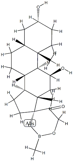 3α,11β-Dihydroxy-17,21-[(methylboranediyl)bisoxy]-5β-pregnan-20-one 结构式