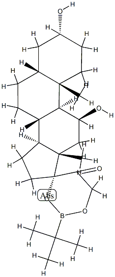 17,21-[(tert-Butylboranediyl)bisoxy]-3α,11β-dihydroxy-5β-pregnan-20-one 结构式