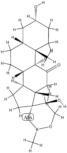 (20S)-3α,20-Dihydroxy-17,21-[(methylboranediyl)bisoxy]-5β-pregnan-11-one 结构式