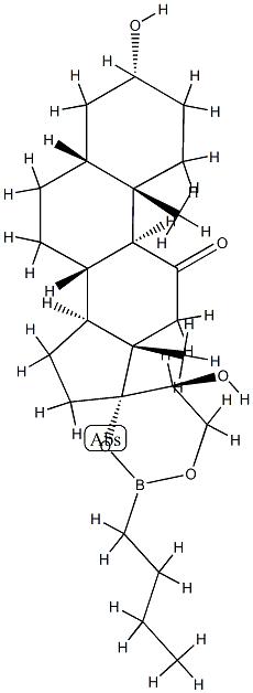 (20S)-17,21-[(Butylboranediyl)bisoxy]-3α,20-dihydroxy-5β-pregnan-11-one 结构式