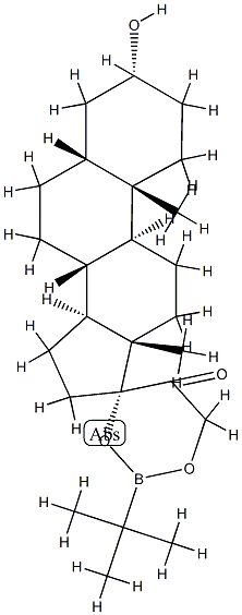 17,21-[(tert-Butylboranediyl)bis(oxy)]-3α-hydroxy-5β-pregnan-20-one 结构式