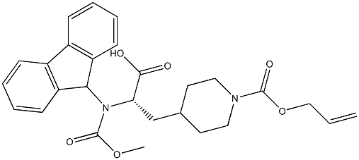 a-[[FMoc]aMino]-1-[alloc]-(aS)-4-piperidinepropanoic Acid 结构式