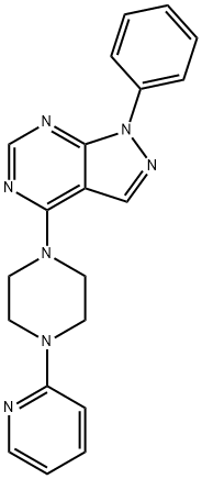 1-phenyl-4-[4-(2-pyridinyl)-1-piperazinyl]-1H-pyrazolo[3,4-d]pyrimidine 结构式