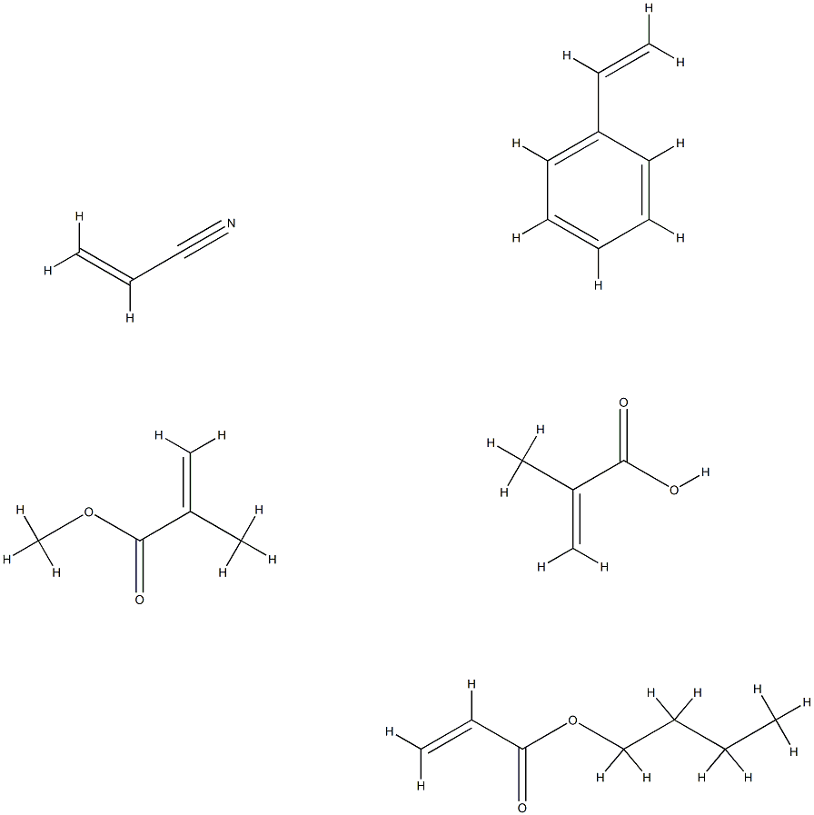2-甲基-2-丙烯酸、2-丙烯酸丁基酯、乙烯苯、2-甲基-2-丙烯酸甲酯和2-丙烯腈的聚合物 结构式