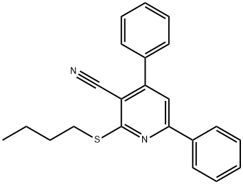 2-(butylsulfanyl)-4,6-diphenylnicotinonitrile 结构式