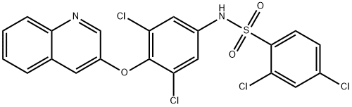 2,4-二氯-N-[3,5-二氯-4-(喹啉-3-基氧基)苯基]苯磺酰胺 结构式