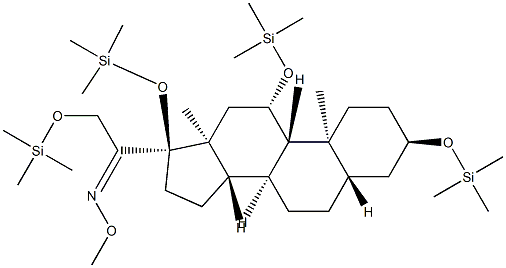 3α,11β,17,21-Tetrakis(trimethylsiloxy)-5α-pregnan-20-one O-methyl oxime 结构式