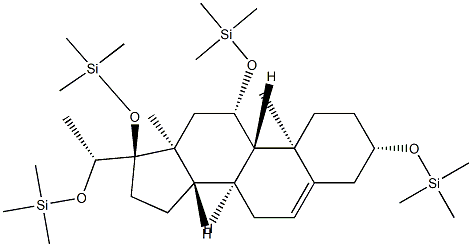 [[(20R)-Pregn-5-ene-3β,11β,17,20-tetryl]tetra(oxy)]tetrakis(trimethylsilane) 结构式