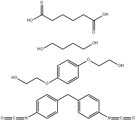 己二酸与丁二醇、1,1'-亚甲基双[4-异氰酸根合苯]和2,2'-[1,4-亚苯基双(氧)]二乙醇的聚合物 结构式