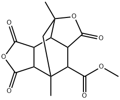 Decahydro-1,5-dimethyl-3,6,8-trioxo-1,5-methanobenzo[1,2-c:3,4-c']difuran-4-carboxylic acid methyl ester 结构式