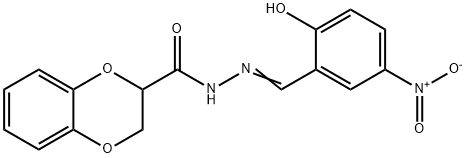 N'-{2-hydroxy-5-nitrobenzylidene}-2,3-dihydro-1,4-benzodioxine-2-carbohydrazide 结构式