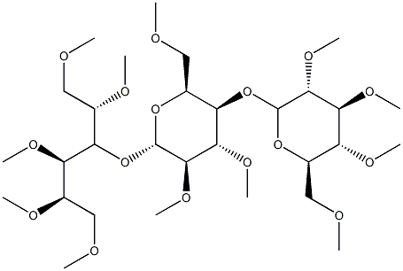 3-O-[4-O-(2-O,3-O,4-O,6-O-Tetramethyl-β-D-glucopyranosyl)-2-O,3-O,6-O-trimethyl-β-D-glucopyranosyl]-1-O,2-O,4-O,5-O,6-O-pentamethyl-D-glucitol 结构式