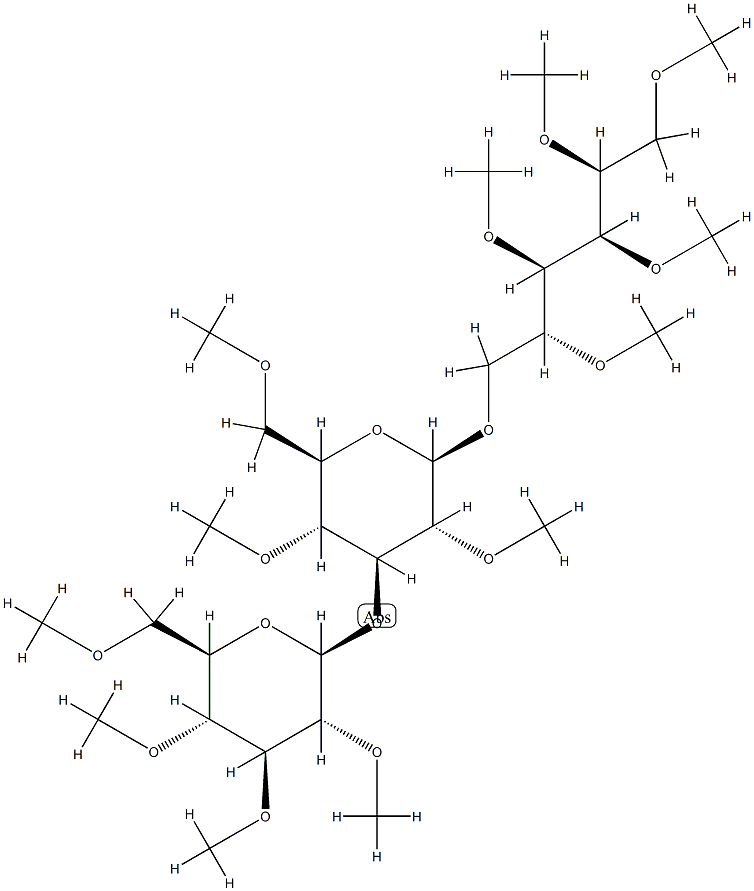 6-O-[3-O-(2-O,3-O,4-O,6-O-Tetramethyl-β-D-glucopyranosyl)-2-O,4-O,6-O-trimethyl-β-D-glucopyranosyl]-1-O,2-O,3-O,4-O,5-O-pentamethyl-D-glucitol 结构式