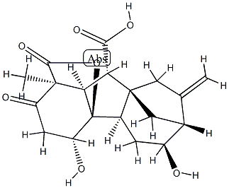 4β,4aα,6α-Trihydroxy-1β-methyl-8-methylene-2-oxogibbane-1α,10β-dicarboxylic acid 1,4a-lactone 结构式