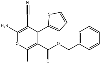 benzyl 6-amino-5-cyano-2-methyl-4-(2-thienyl)-4H-pyran-3-carboxylate 结构式