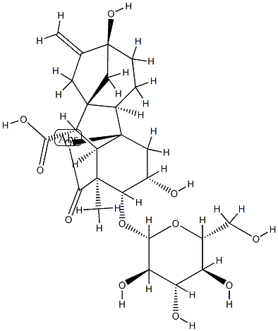 2β-(β-D-Glucopyranosyloxy)-3β,4aα,7-trihydroxy-1-methyl-8-methylenegibbane-1α,10β-dicarboxylic acid 1,4a-lactone 结构式