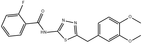 N-[5-(3,4-dimethoxybenzyl)-1,3,4-thiadiazol-2-yl]-2-fluorobenzamide 结构式