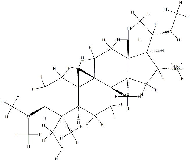 (20S)-3β-(Dimethylamino)-16α-hydroxy-4,14-dimethyl-20-(methylamino)-9β,19-cyclo-5α-pregnane-4β-methanol 结构式