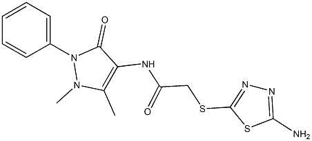 2-[(5-氨基-1,3,4-噻二唑-2-基)硫烷基]-N-(1,5-二甲基-3-氧代-2-苯基-2,3-二氢-1H-吡唑-4-基)乙酰胺 结构式